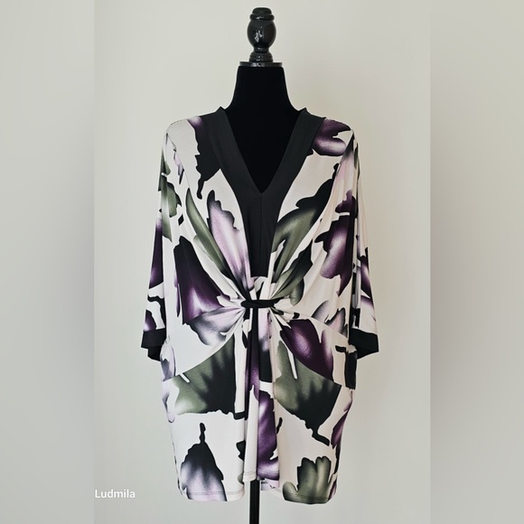 STUDIO 1940 Size 30/32W Women's Cinched Waist Multicolored Top - Picture 4 of 7